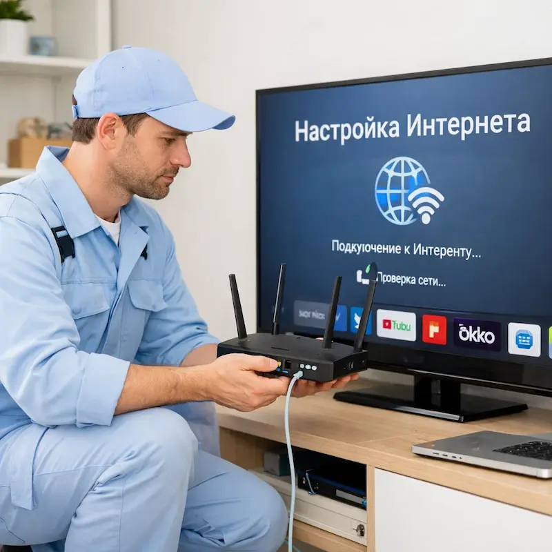 Настройка интернета на телевизоре в посёлке Коммунар