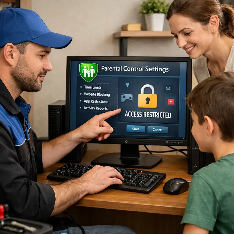 Родительский контроль на компьютере и ноутбуке в посёлке Коммунар