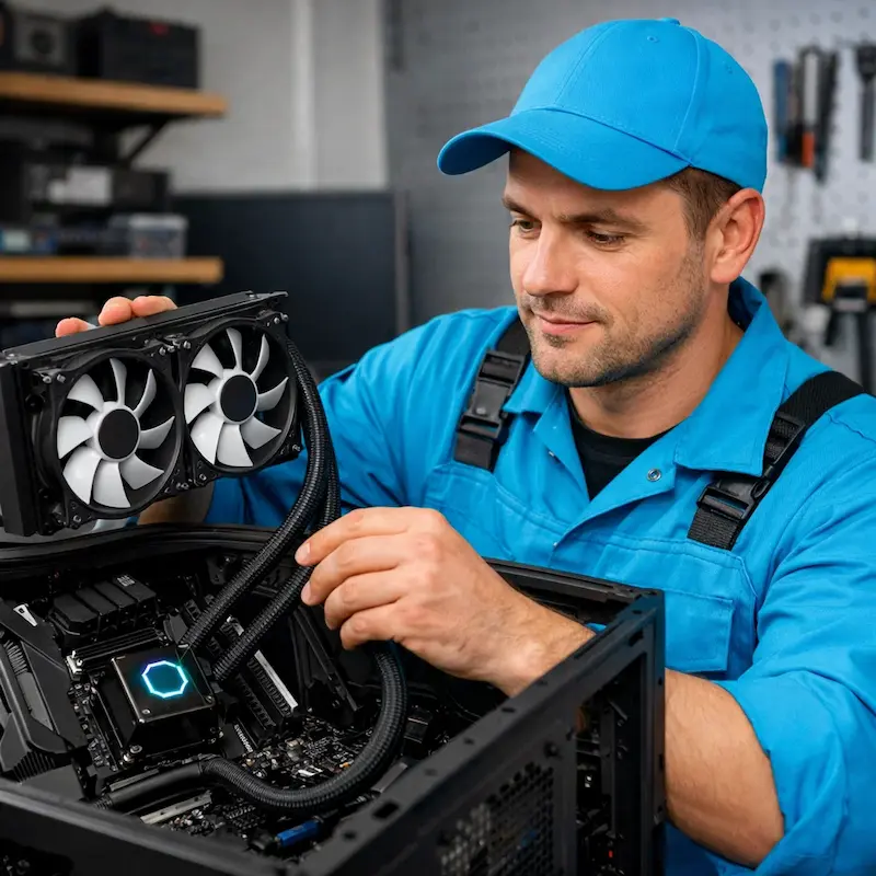 Установка водяного охлаждения на компьютер в посёлке Коммунар