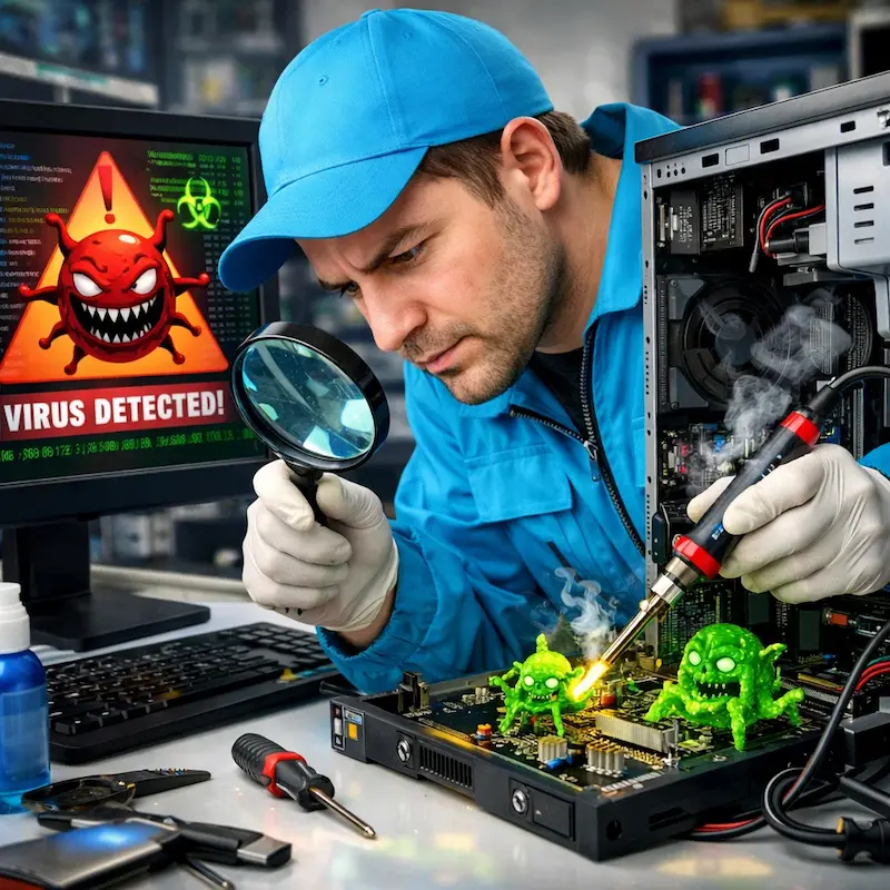 Вылечить компьютерный вирус в посёлке Коммунар